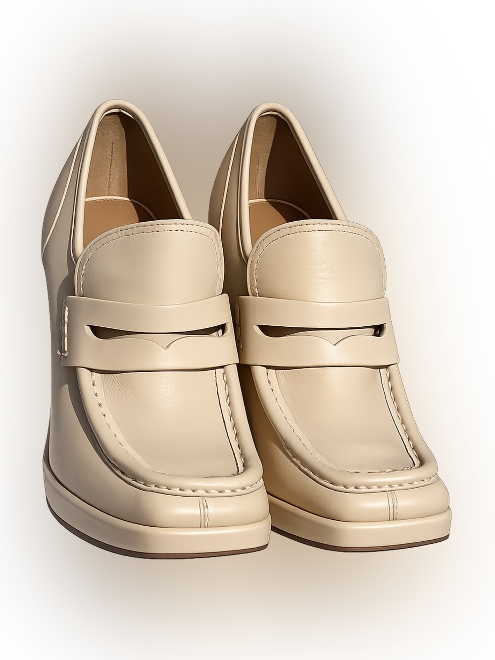Sam Edelman Jeanette Ivory Platform Chunky Block Heel Penny Loafer Leather NIB - Picture 3 of 8